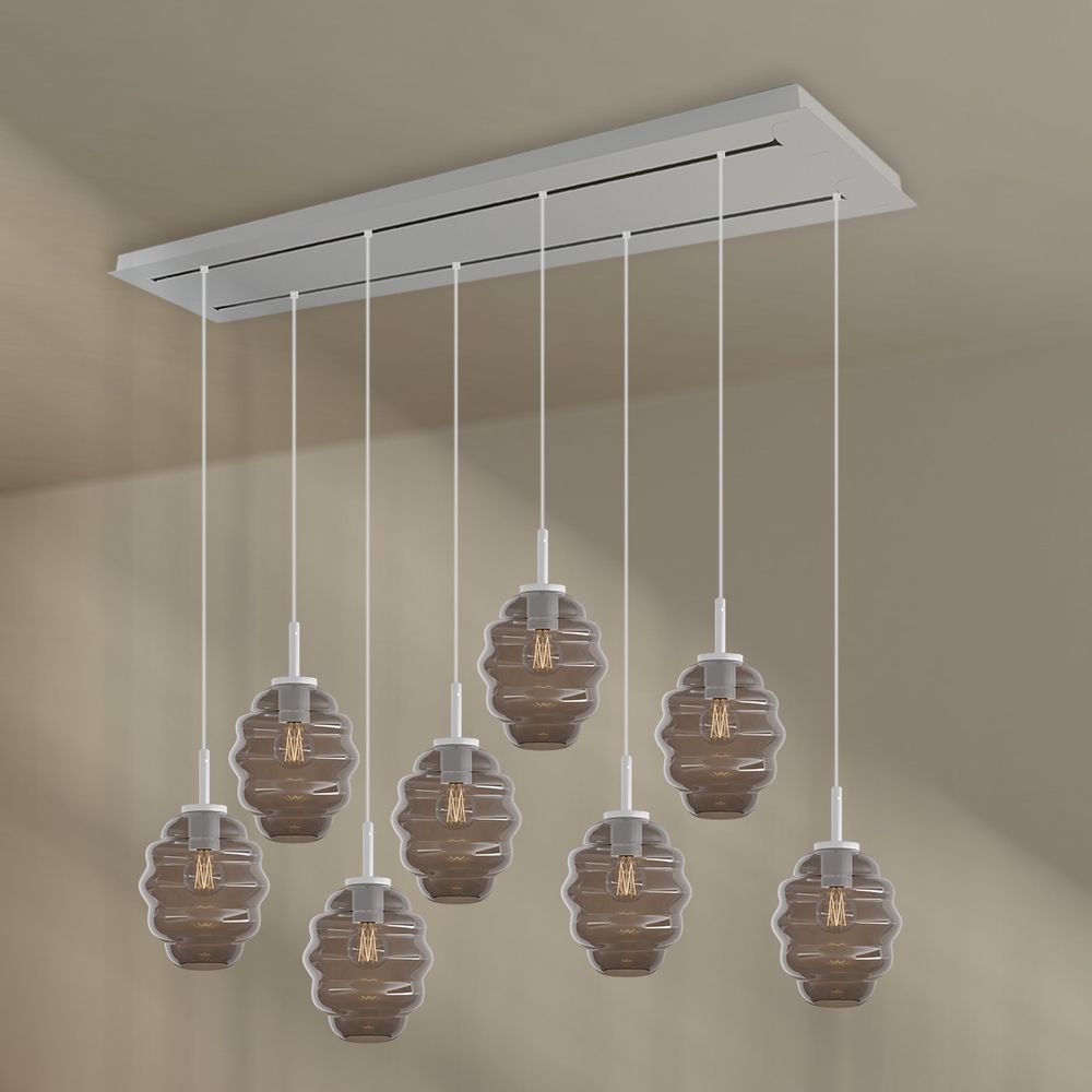 s.luce Echos dining table lamp 8-light 160cm 2-row Ø 18cm