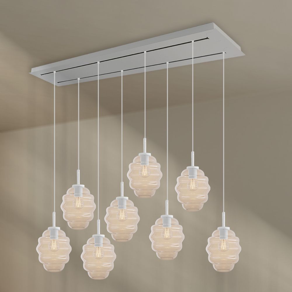 s.luce Echos dining table lamp 8-light 160cm 2-row Ø 18cm
