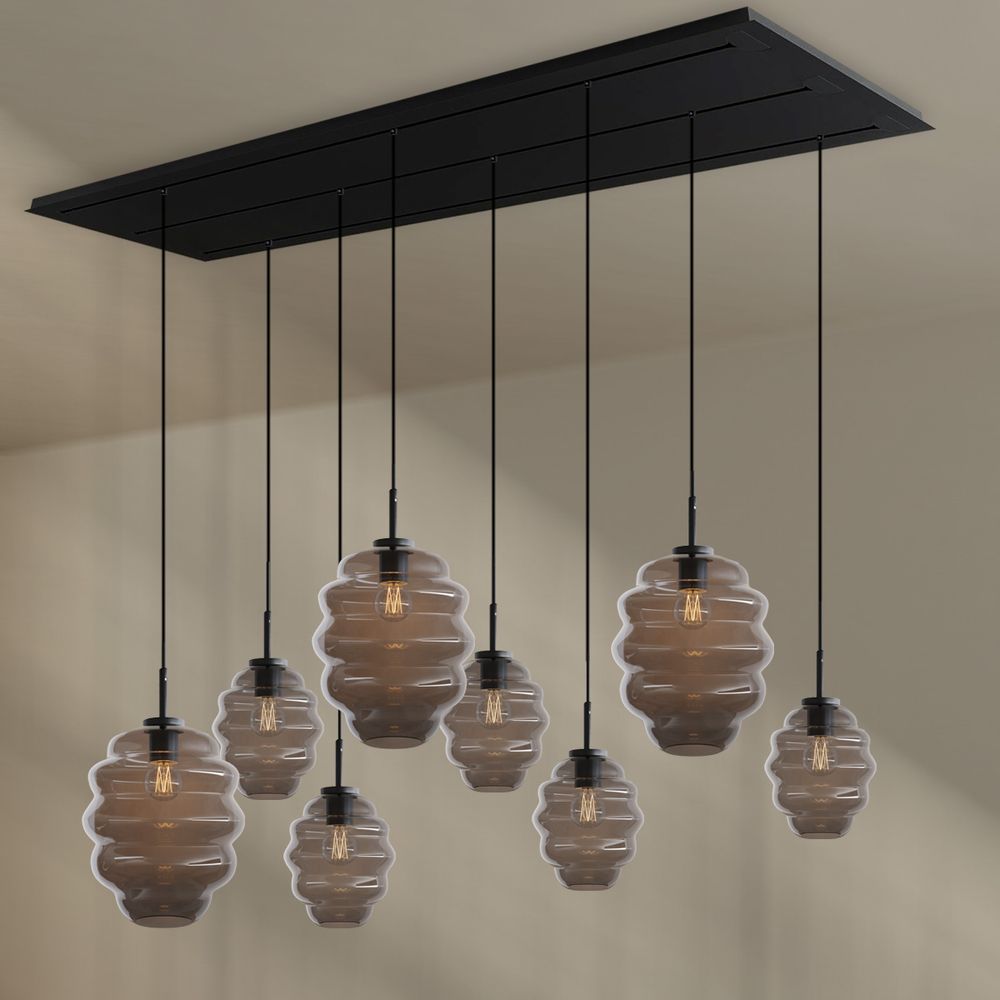 s.luce Echos dining table lamp 8-light 200cm 3-row Ø 18/25cm
