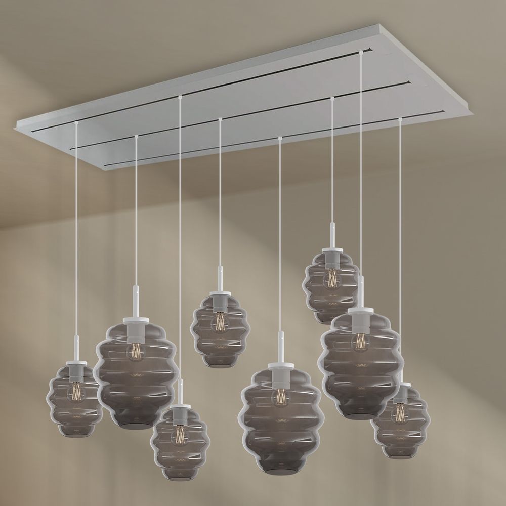 s.luce Echos dining table lamp 8-light 200cm 3-row Ø 18/25cm