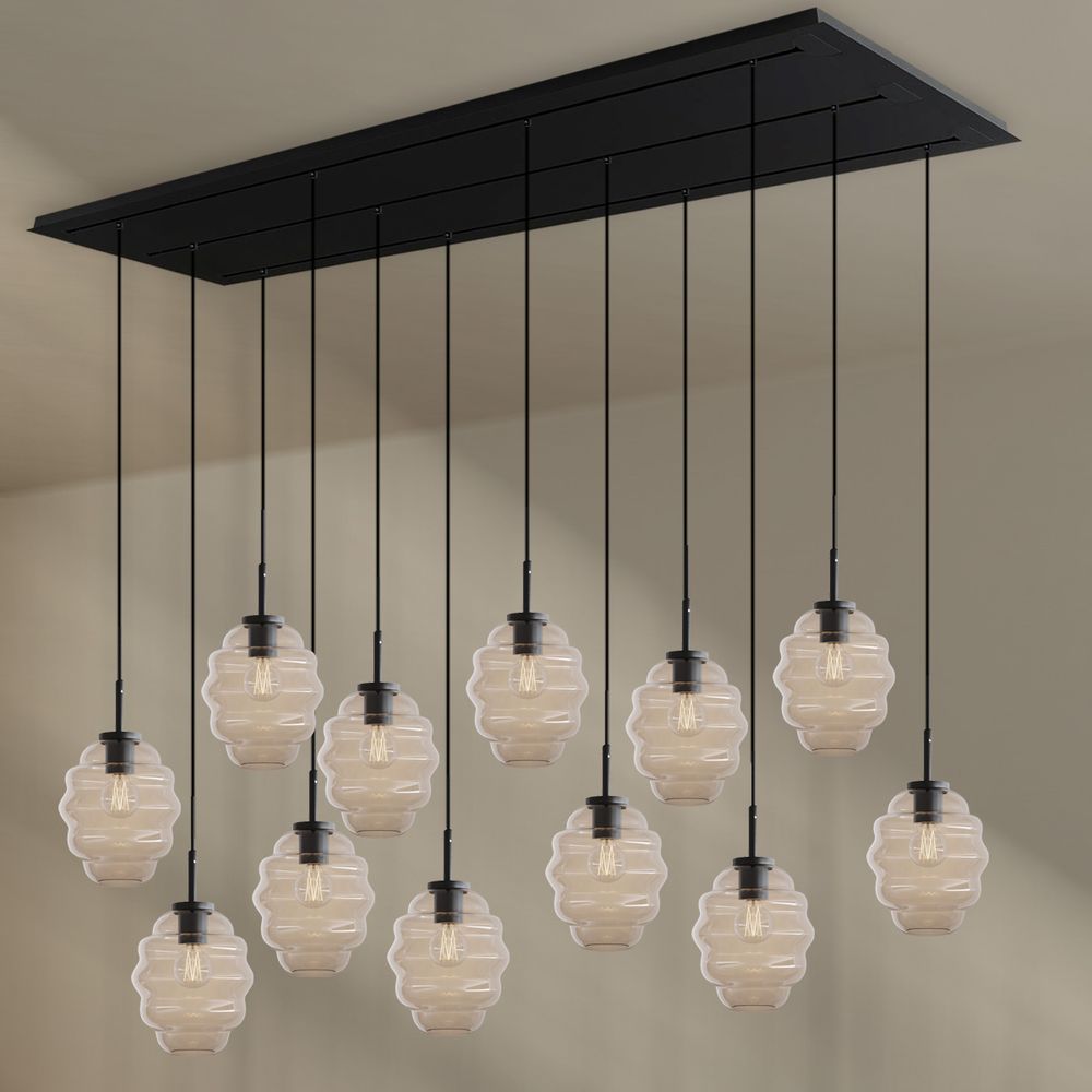 s.luce Echos dining room lamp 12-light 200cm 3-row Ø 18cm