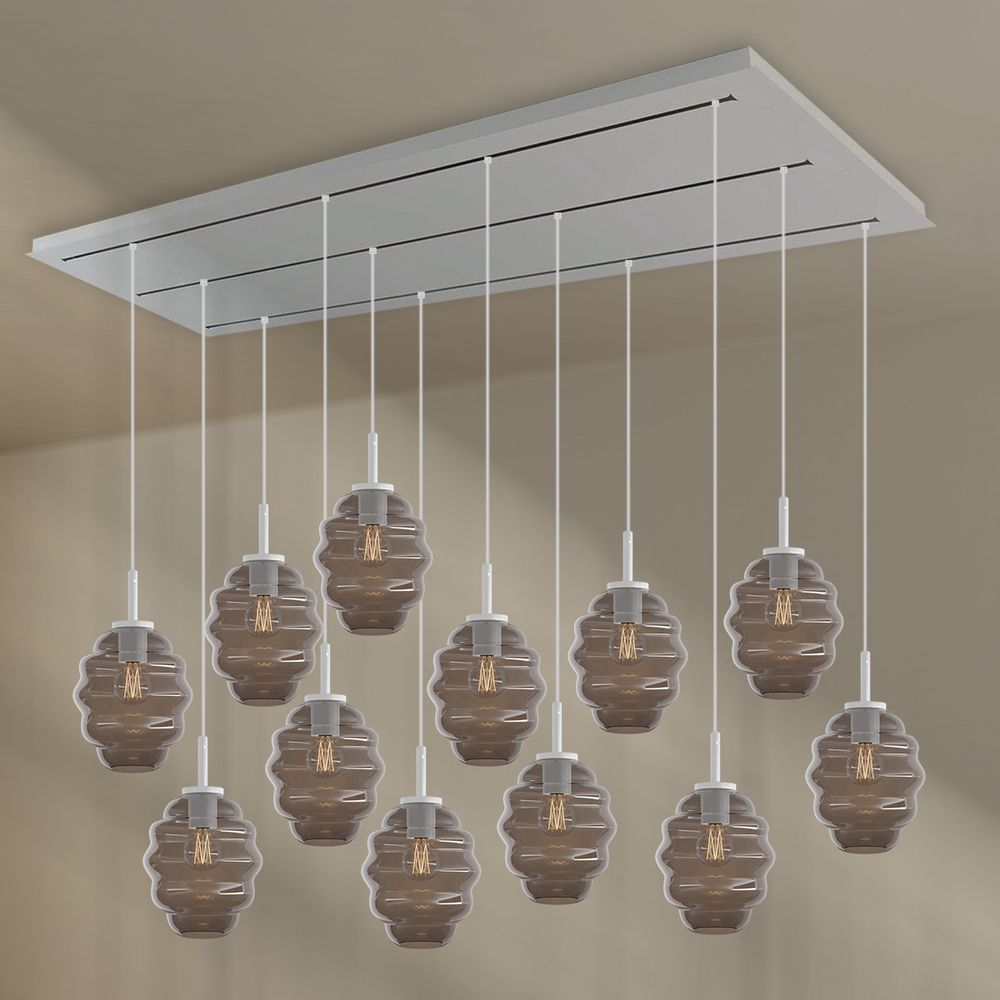 s.luce Echos dining room lamp 12-light 200cm 3-row Ø 18cm