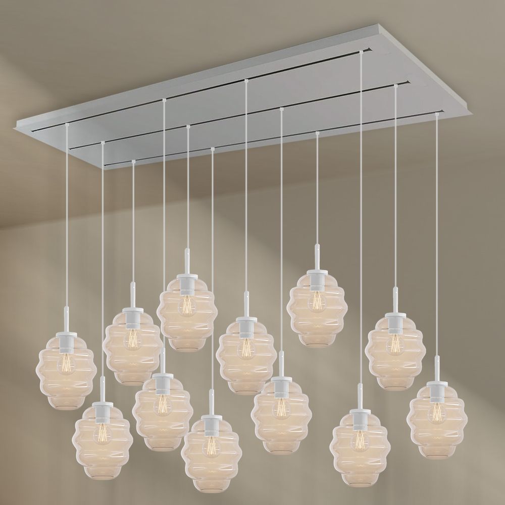 s.luce Echos dining room lamp 12-light 200cm 3-row Ø 18cm