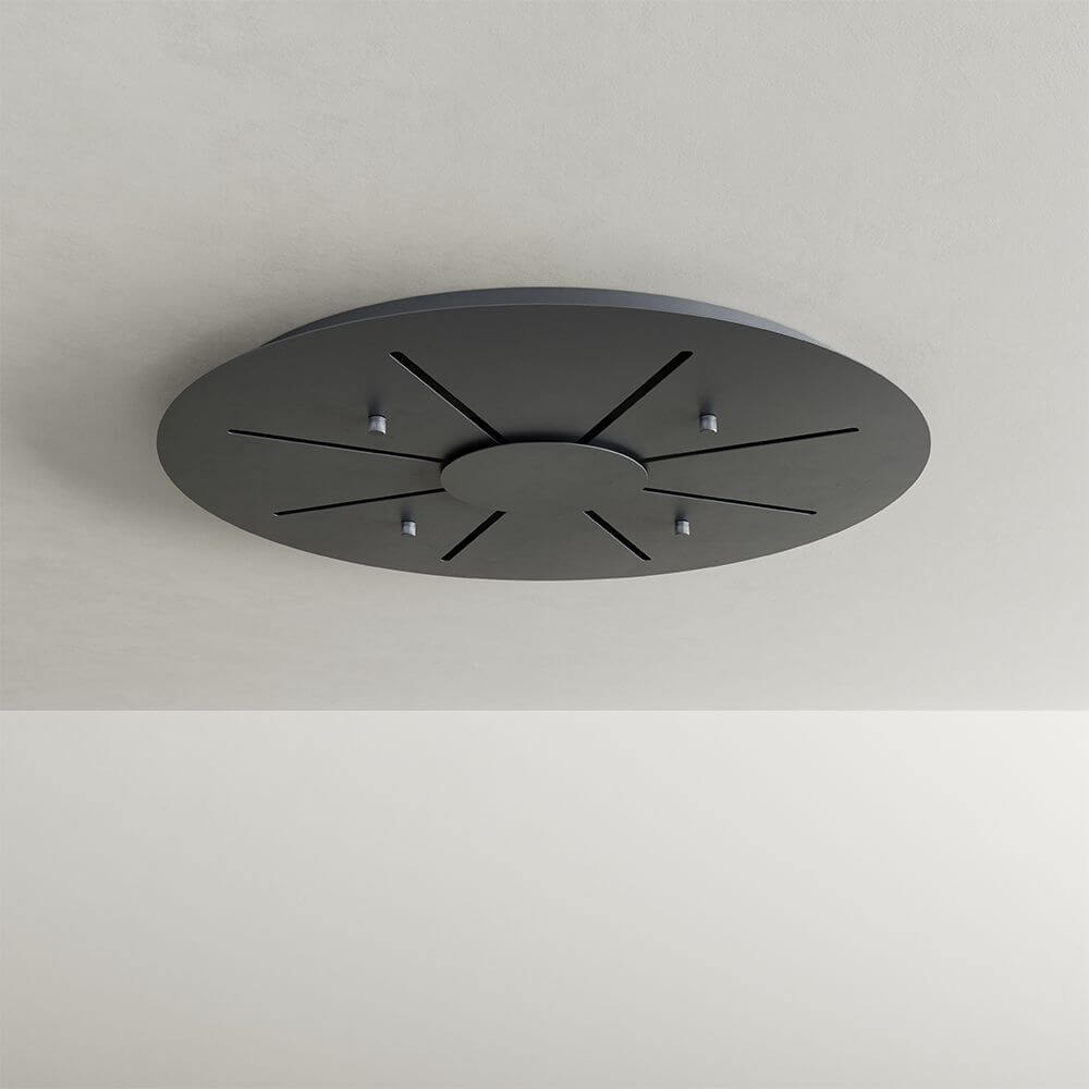 Stylischer Baldachin in Schwarz für 12-flammige s.luce Echos Galerieleuchte, Ø 18/25cm.