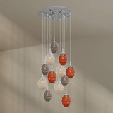 s.luce Echos 12-flammige Galerieleuchte mit bunten Glaskörpern, elegant und modern, Ø 80cm.