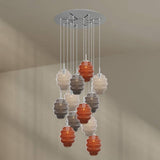 s.luce Echos 12-flammige Galerieleuchte mit mundgeblasenen Glaskörpern in Braun und Rauch, Ø 80cm.