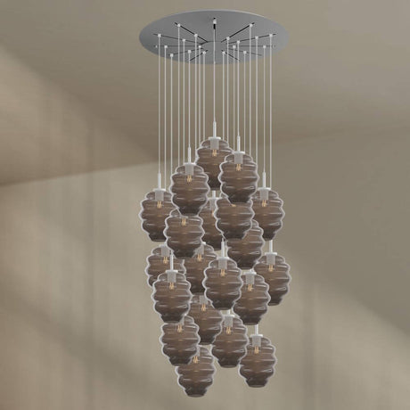 s.luce Echos-gallerilampe 20-lys Ø 120 cm baldakin Ø 25 cm med stilfulle glasskropper