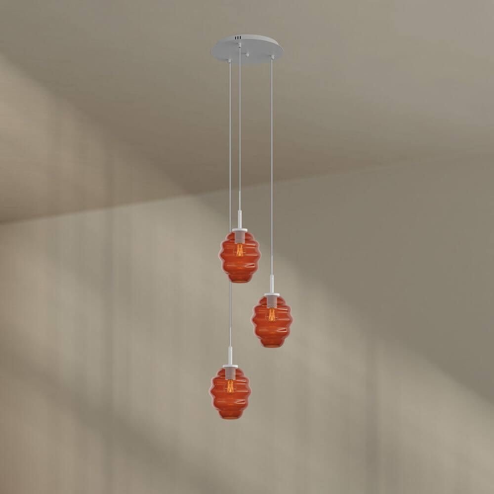 s.luce Echos Galerieleuchte 3-flammig mit braunen Glaskörpern, ideal für kleinere Räume und Nischen.
