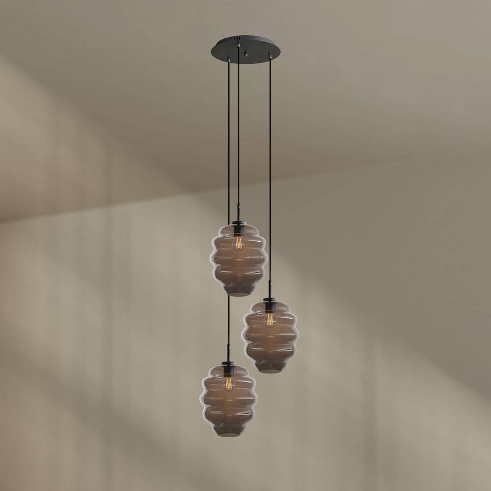 s.luce Echos Galerieleuchte mit drei Glaskörpern, perfekt für moderne Innenräume.