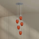 s.luce Echos Galerieleuchte 5-flammig Ø 60cm Baldachin Ø 18cm mit orangen Glaslampen