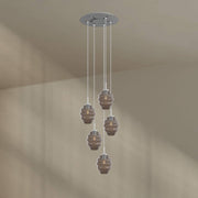 s.luce Echos 5-light gallery light Ø 60cm canopy Ø 18cm with mouth-blown glass bodies in brown