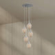 s.luce Echos Galerieleuchte 5-flammig Ø 60cm Baldachin Ø 18cm mit fünf mundgeblasenen Glaskörpern.