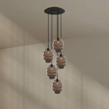 s.luce Echos gallery light 5-light Ø 60 cm canopy Ø 25 cm with stylish glass elements