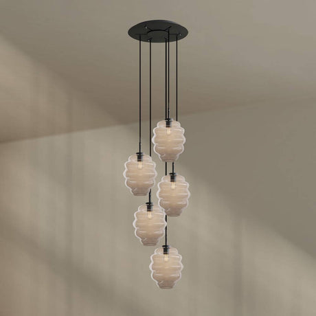 s.luce Echos gallery light 5-light Ø 60 cm canopy Ø 25 cm with elegant, textured glass.