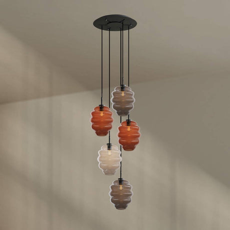 s.luce Echos gallery light 5-light Ø 60 cm canopy Ø 25 cm with elegant glass elements