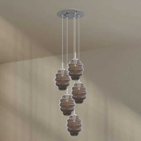 s.luce Echos gallery light 5-light Ø 60 cm canopy Ø 25 cm in an elegant design with large glass elements