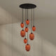s.luce Echos Galerieleuchte 8-flammig Ø 80cm Baldachin Ø 18/25cm mit mundgeblasenem Glas in Braun