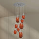 s.luce Echos Galerieleuchte 8-flammig Ø 80cm Baldachin Ø 18/25cm mit orangenen Glaskörpern.
