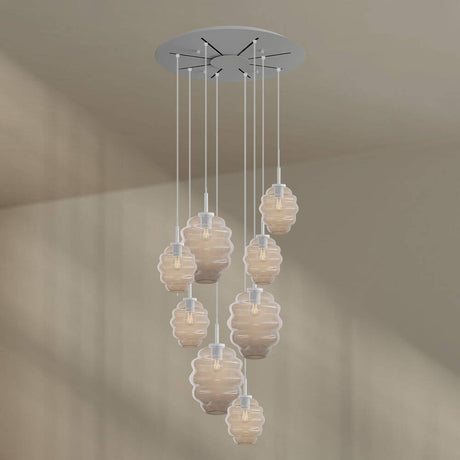 s.luce Echos 8-light gallery light Ø 80cm canopy Ø 18/25cm with artistic glass design and harmonious light play.