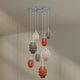 s.luce Echos Galerieleuchte 8-flammig Ø 80cm Baldachin Ø 18/25cm mit bunten Glaskörpern.