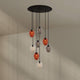 s.luce Echos Galerieleuchte 8-flammig Ø 80cm Baldachin Ø 18cm mit bunten Glaskörpern und modernem Design.