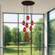 s.luce Echos Galerieleuchte 8-flammig Ø 80cm Baldachin Ø 18cm mit kunstvollem Glasdesign im modernen Raum.