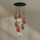 s.luce Echos Galerieleuchte 8-flammig Ø 80cm Baldachin Ø 25cm mit farbigen Glaskörpern in modernem Design.