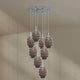 s.luce Echos Galerieleuchte 8-flammig Ø 80cm Baldachin Ø 25cm mit mundgeblasenen Glaskörpern in Rauch.