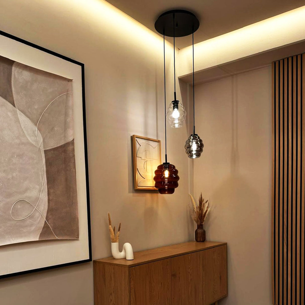 s.luce Echos Glass suspension de lampe suspendue 150 cm noir