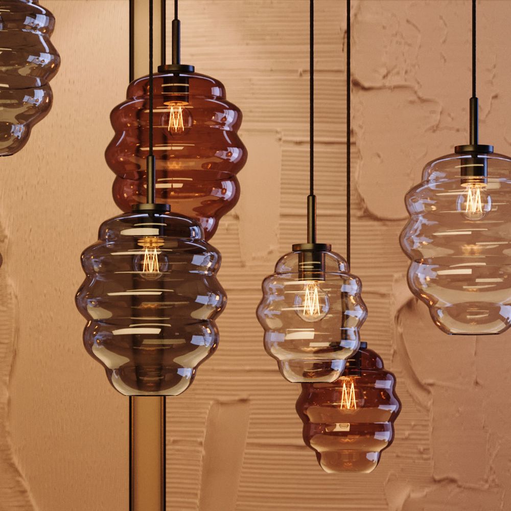 s.luce Lámpara colgante de cristal Echos suspensión 150cm negro