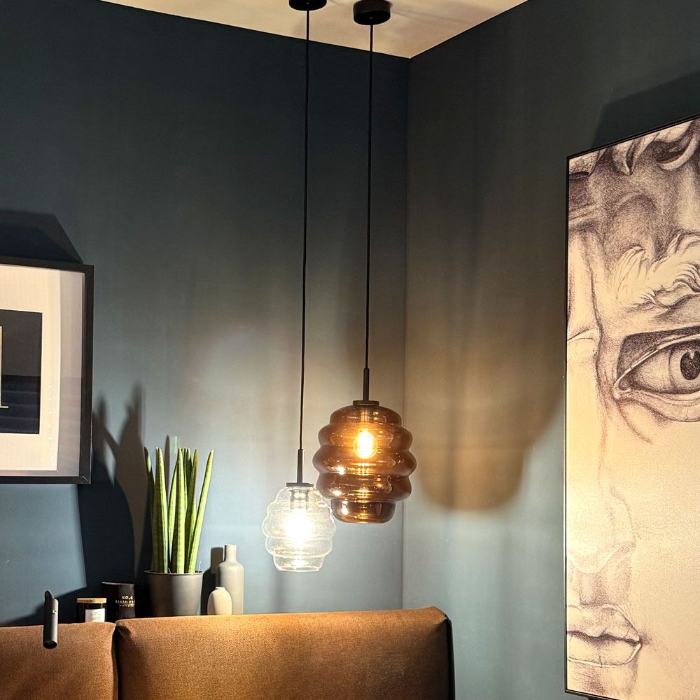 s.luce Echos glazen hanglamp ophanging zwart 150cm