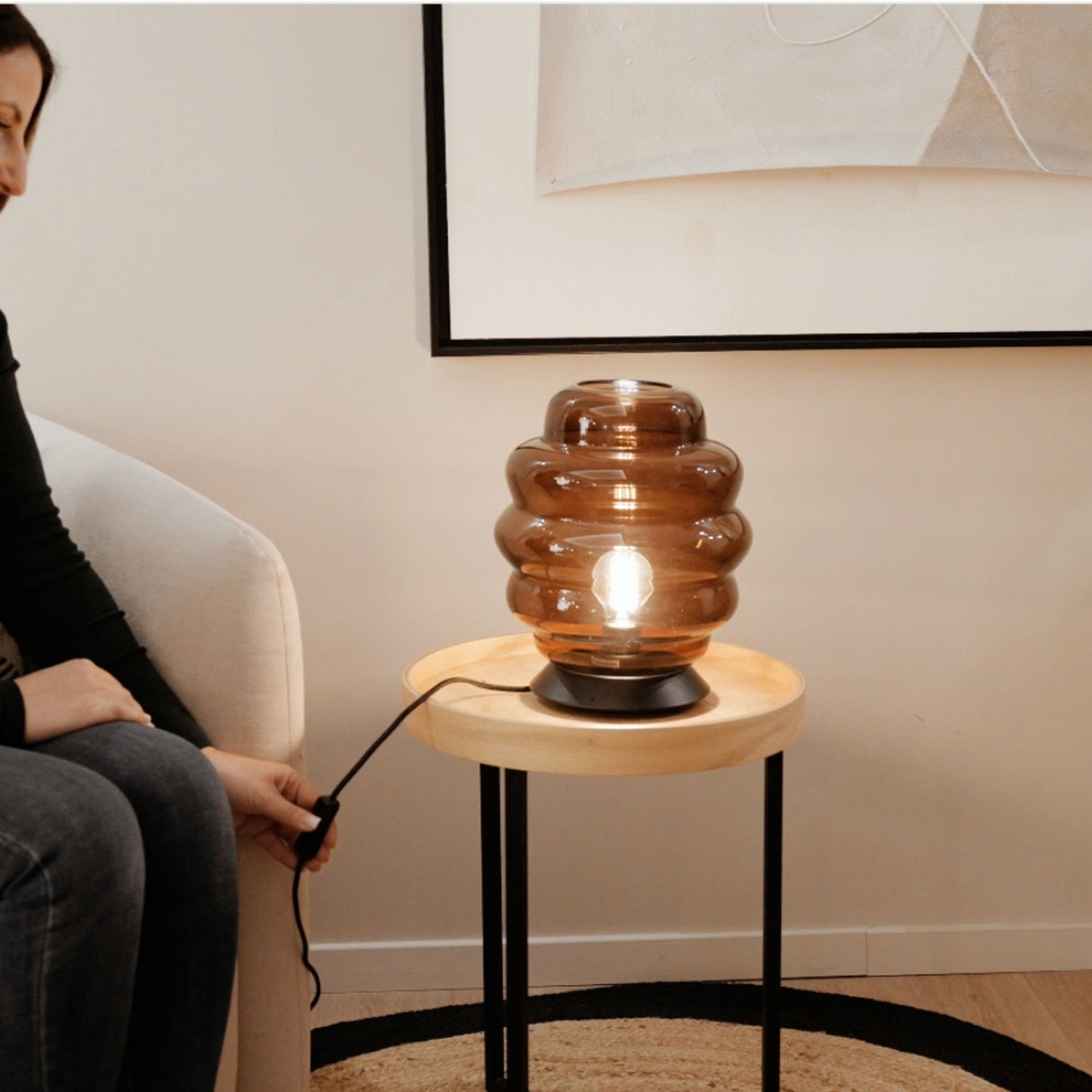 s.luce Echos lámpara de sobremesa de cristal E27 con interruptor