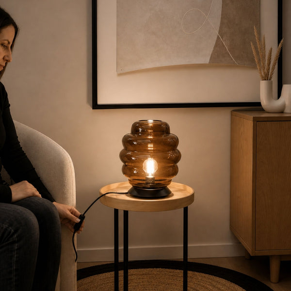 s.luce Echos glass table lamp E27 with switch