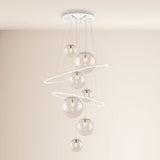 s.luce Galaxy XXL LED gallery lamp anillo de luz con globos de cristal