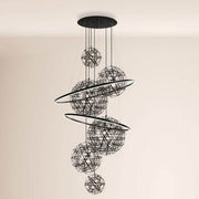 s.luce Fusion XXL lampa galeryjna 8-punktowa LED-pierścień z eleganckimi lampami wiszącymi i nowoczesnymi LED-pierścieniami.