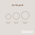 s.luce Globe pro 3er Set aus großen Kugelleuchten in Größen 40 cm, 50 cm und 60 cm für stilvolle Gartenbeleuchtung.