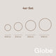 4er Set s.luce Globe Kugelleuchten in verschiedenen Durchmessern: 30 cm, 40 cm, 50 cm, 60 cm.