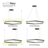 Hexa eckige LED-Pendelleuchte Esstisch Direkt oder Indirekt  s.luce   