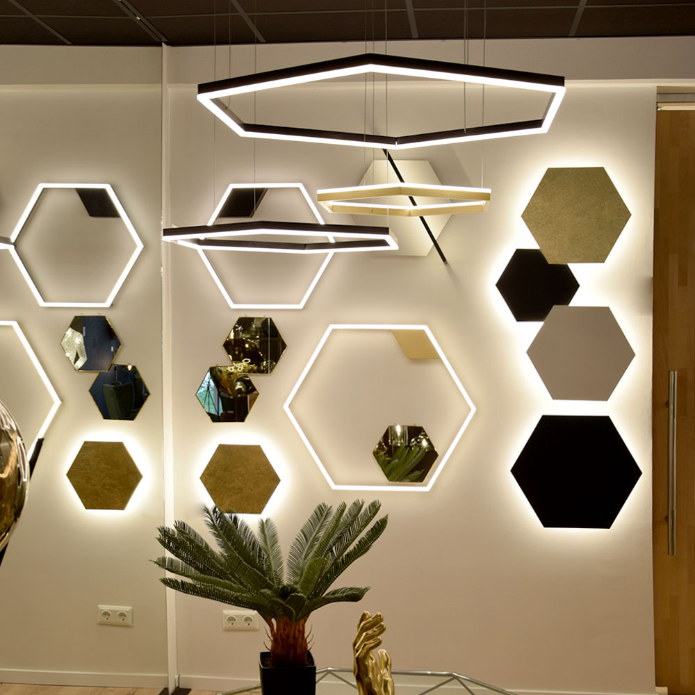 Hexa eckige LED-Pendelleuchte Esstisch Direkt oder Indirekt  s.luce   