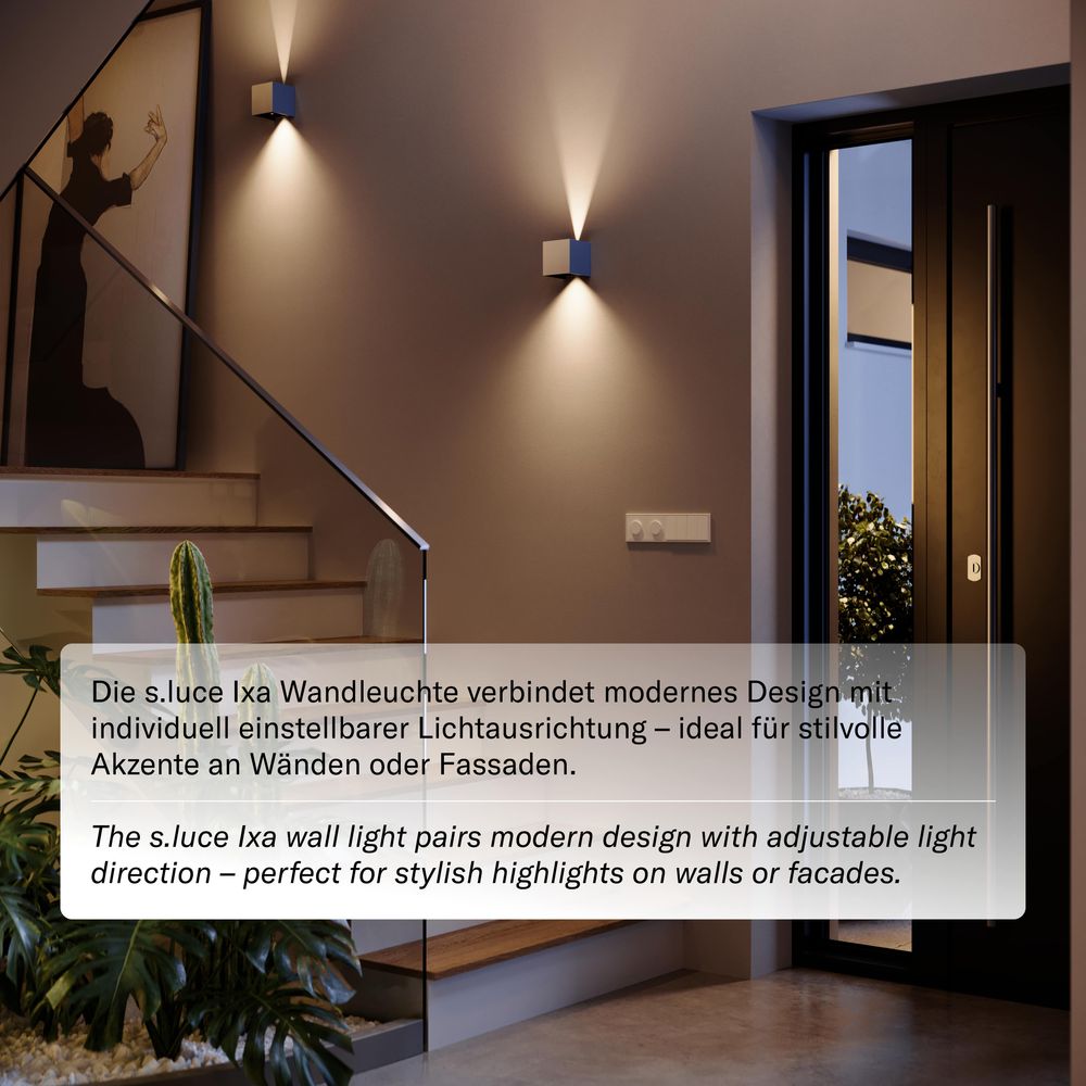 s.luce Ixa LED lampada da parete ad angolo regolabile per interni ed esterni IP44