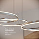 s.luce Lampada a sospensione ad anello LED a 3 luci eccentriche