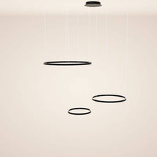 s.luce LED Ring hanglamp 3-lichts excentrisch met drie stijlvolle, zwevende ringen in zwart.