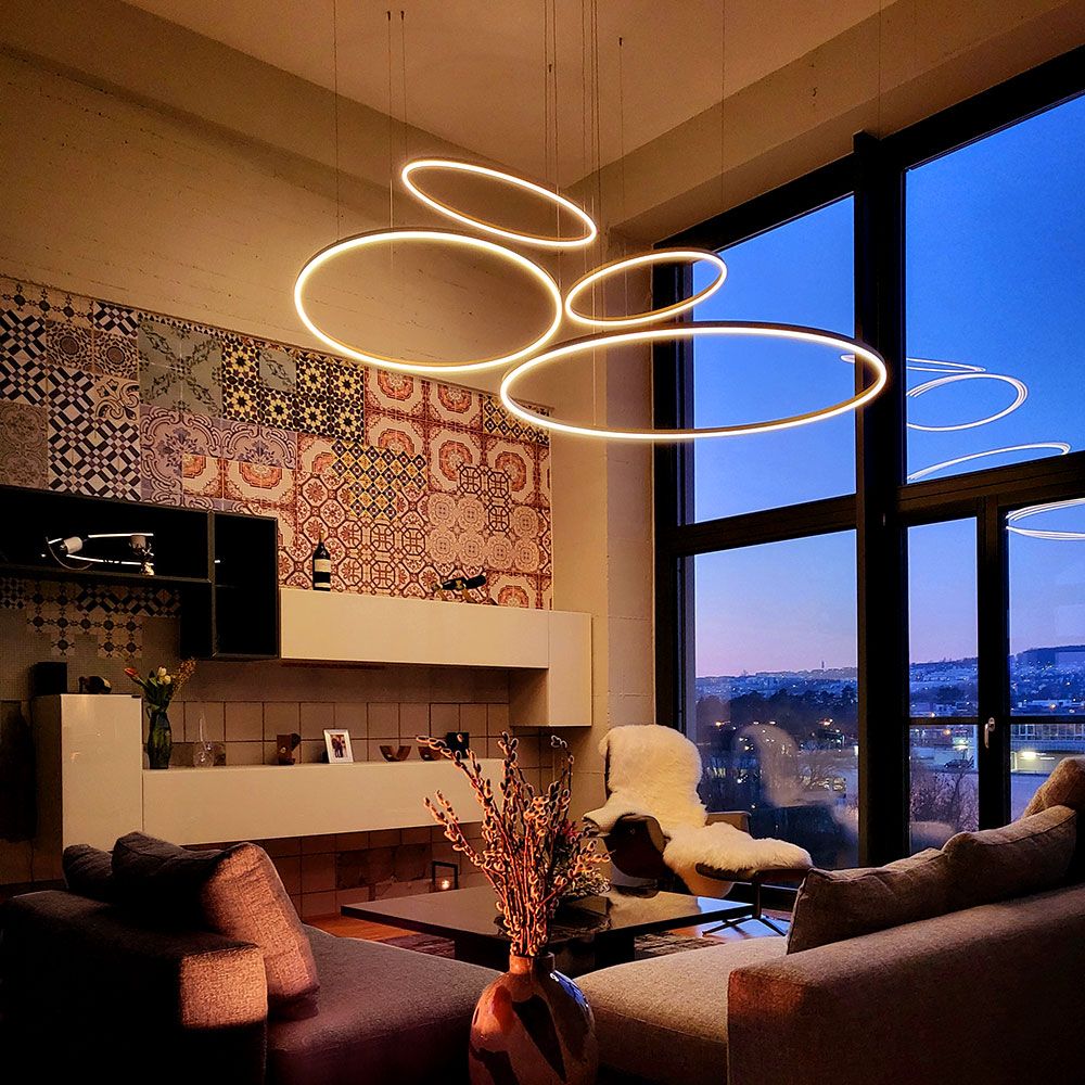 s.luce 3-pierścieniowa lampa wisząca LED Eccentric