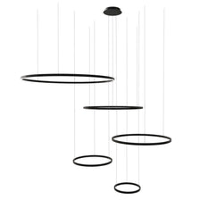 s.luce LED Lampada a sospensione Ring a 5 luci eccentrica in design nero