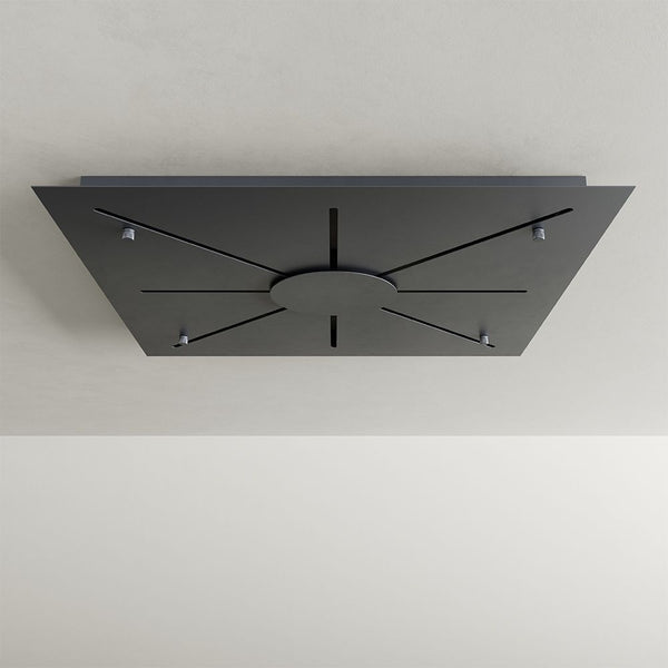 s.luce Modular 80 XL Mehrfach Hängeleuchten-Baldachin schwarz quadratisch, eleganter flacher Deckenbaldachin