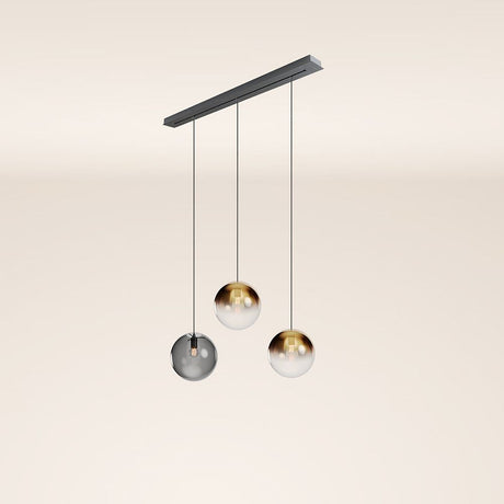 Orb 3-flammig Ø 30 Esstisch-Pendelleuchte 120cm s.luce Gold Verlauf/Rauch Schwarz