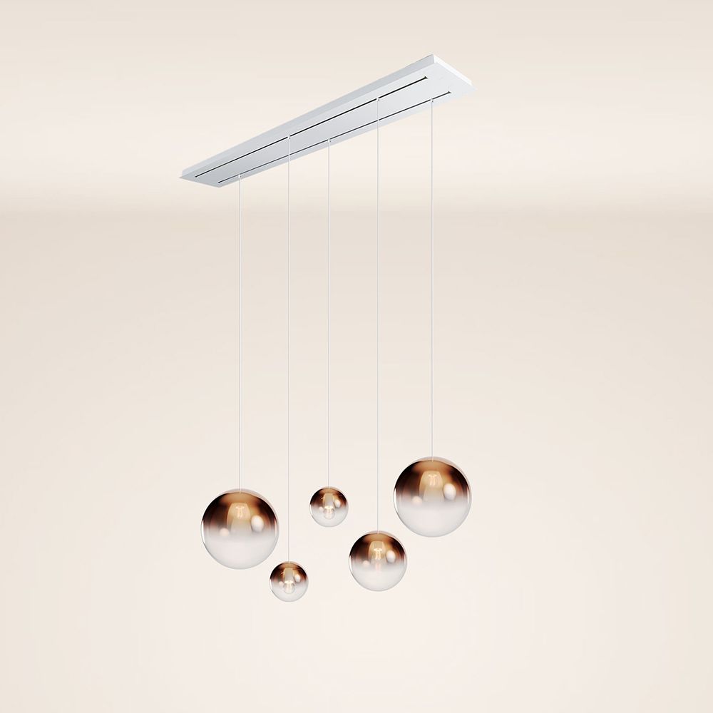 s.luce Orb 5-lampors bordslampa 2-radig 160cm