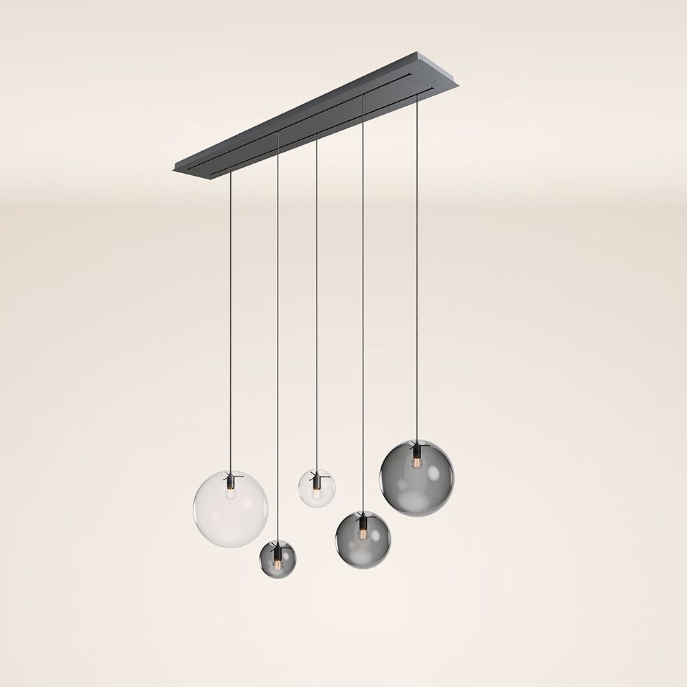 s.luce Candeeiro de mesa de jantar Orb 5 luzes 2 filas 160cm