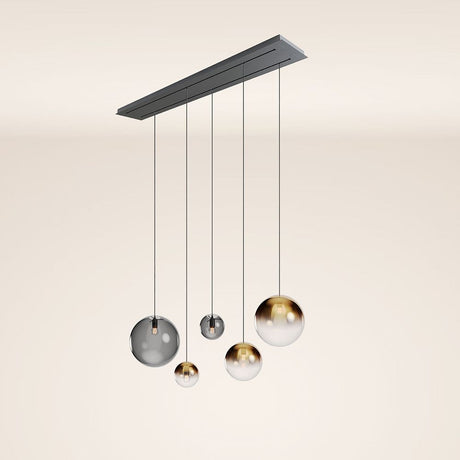 s.luce Orb 5-lichts eettafel lamp 2-rij 160cm