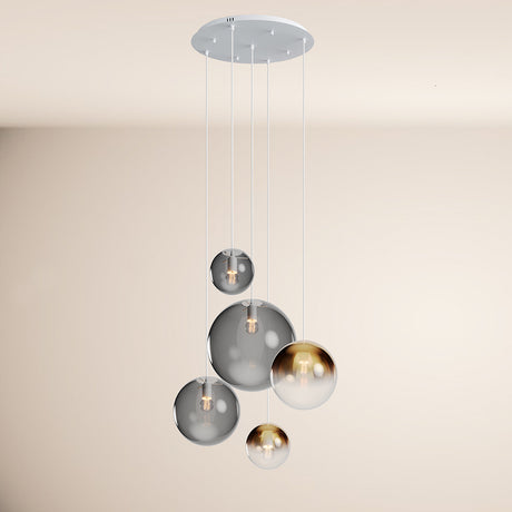 Orb 5-flammige Galerielampe Modular  s.luce Weiß Gold Verlauf/Rauch 